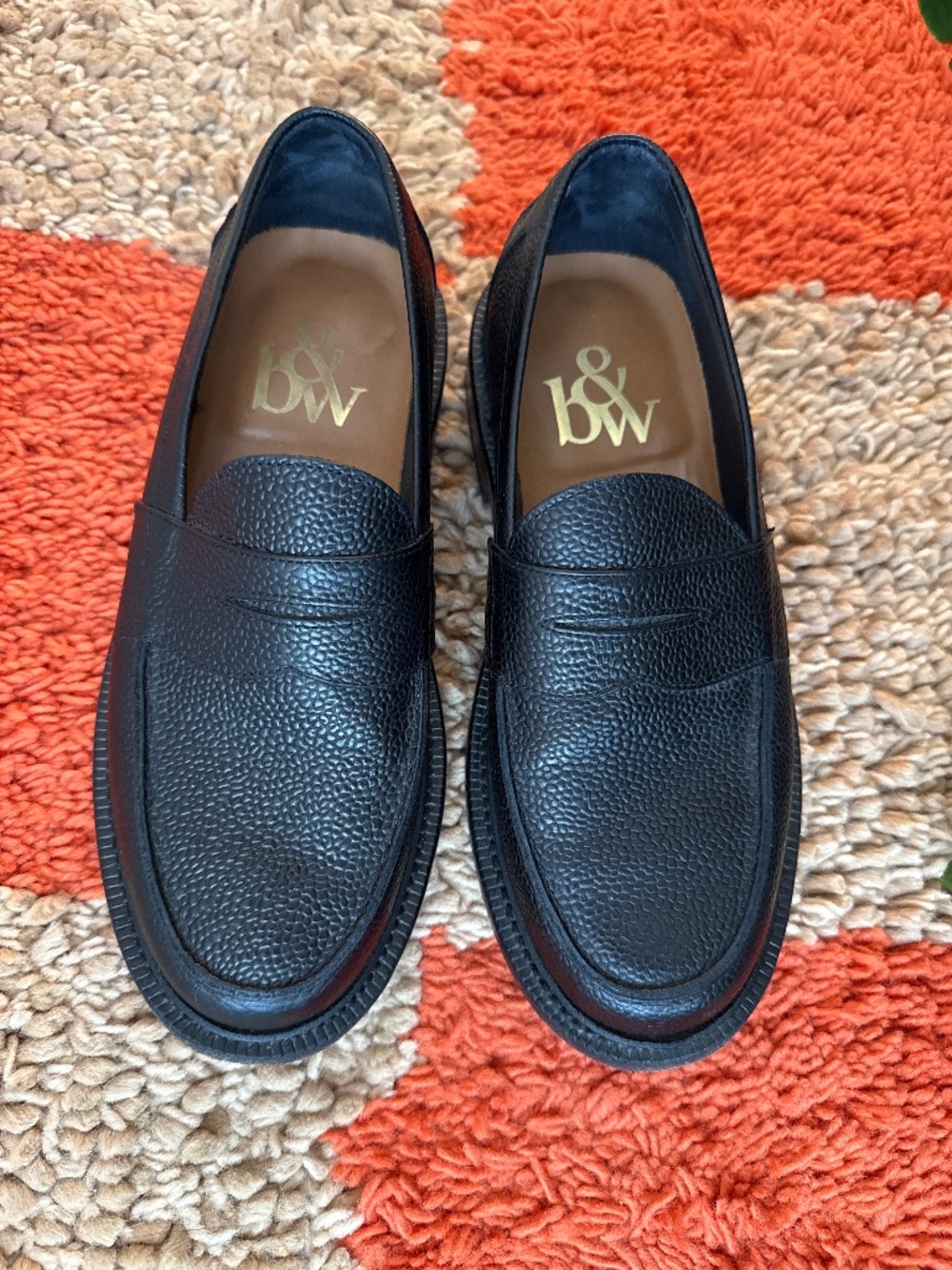 Blackstock and Weber black penny loafers